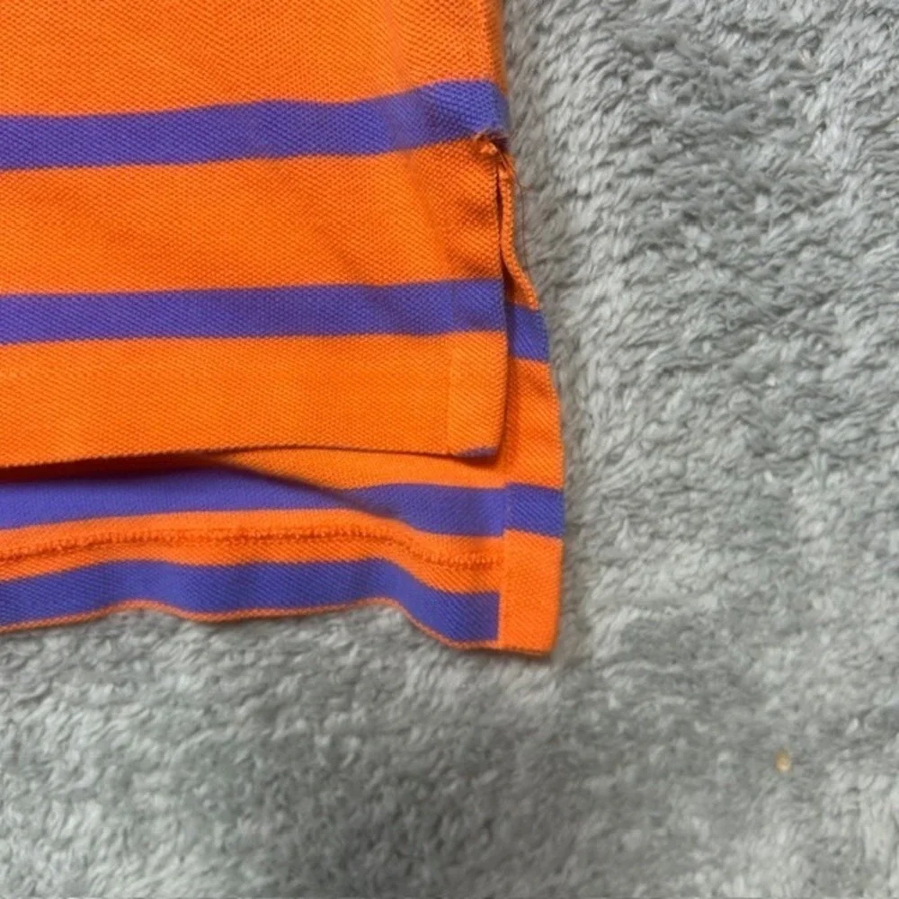 Vintage Ralph Lauren Polo Shirt Mens M Oran Blue Casual Striped Short Sleeve Y2K